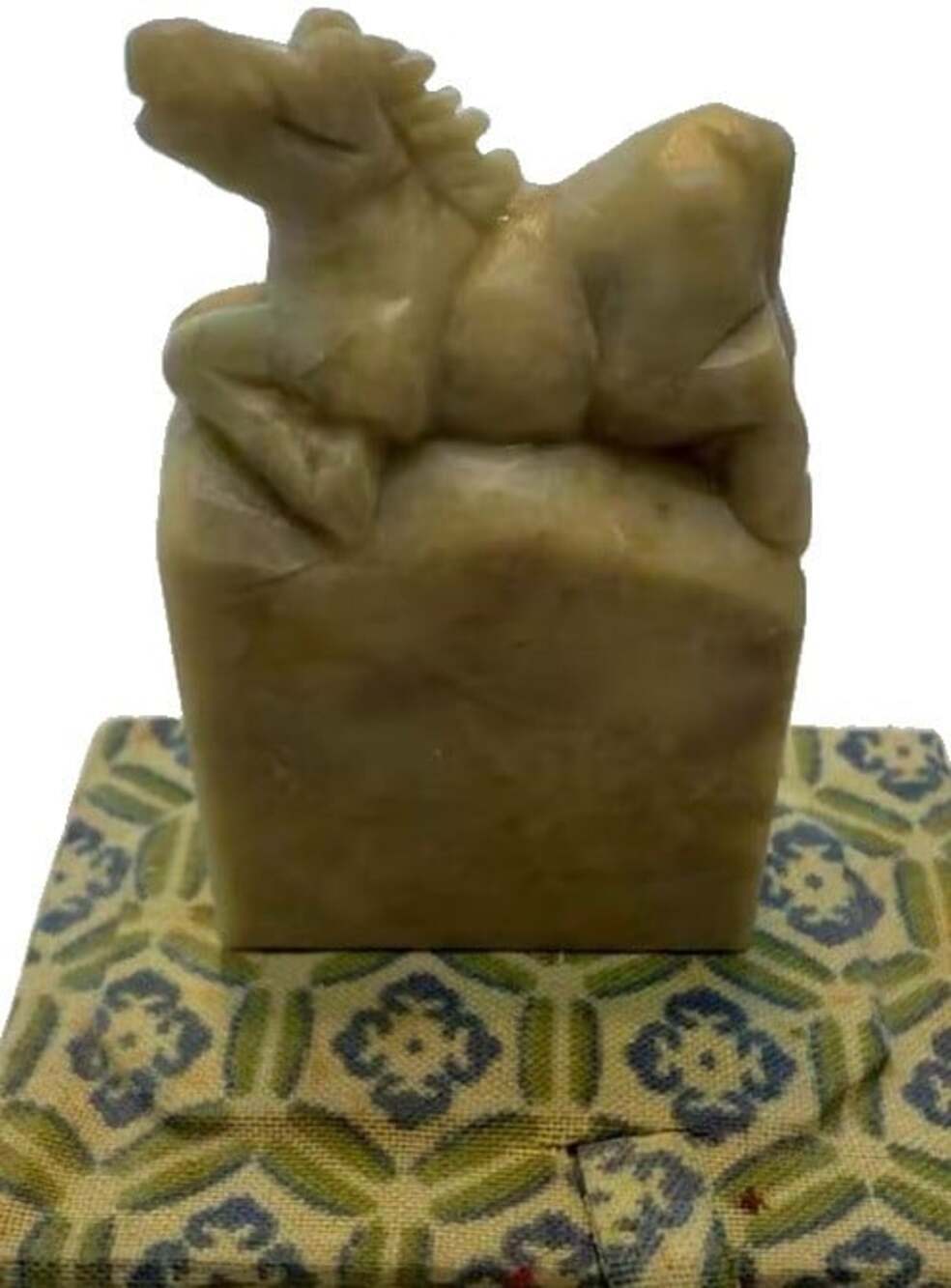VNTG Chinese Seal Chop Carved Horse Soapstone Sculpture YEAR OF THE HORSE  W/Box